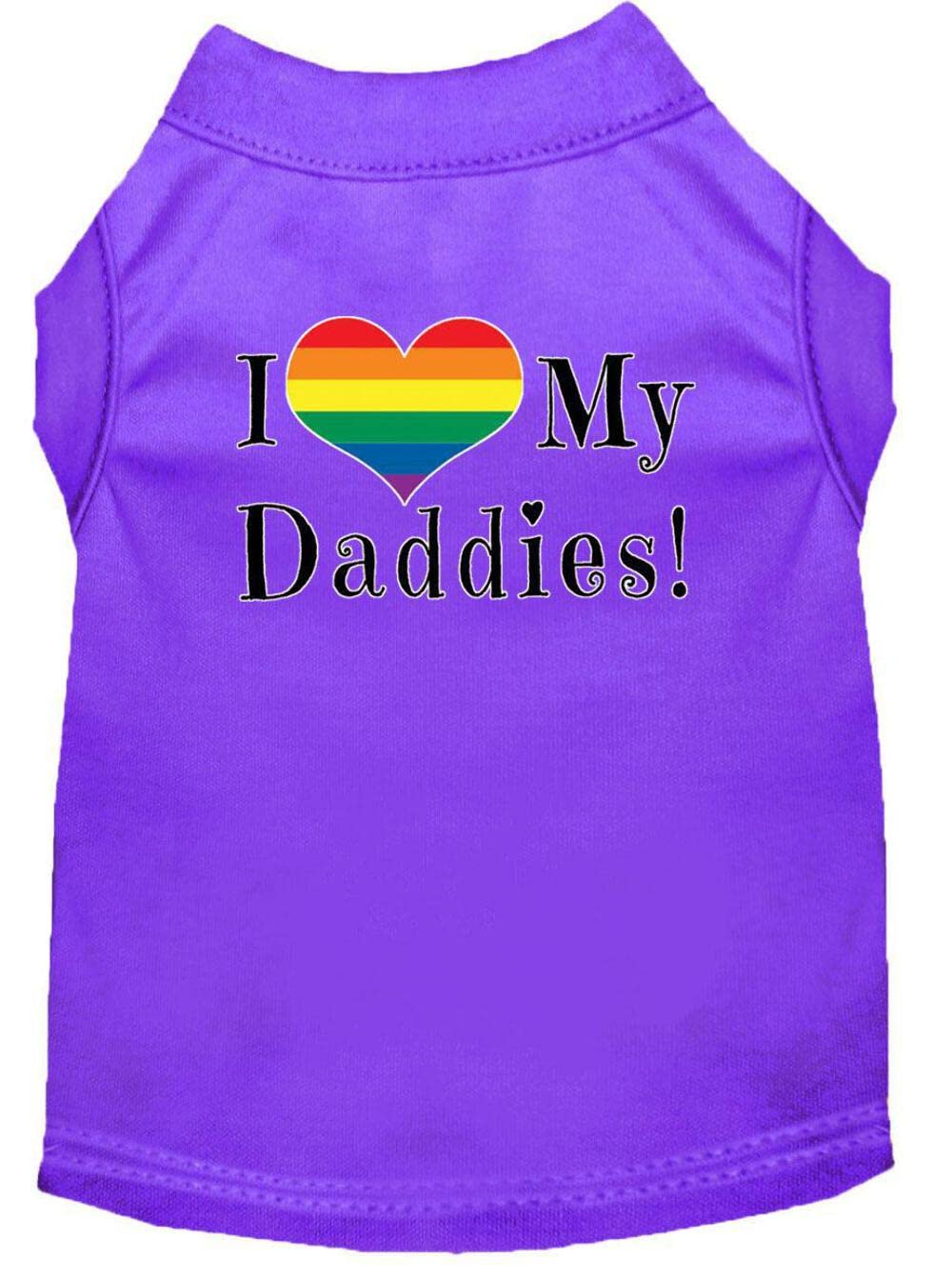 Pet Dog & Cat Shirt Screen Printed, "I Heart My Daddies" Aqua XS (0-3 lbs.)