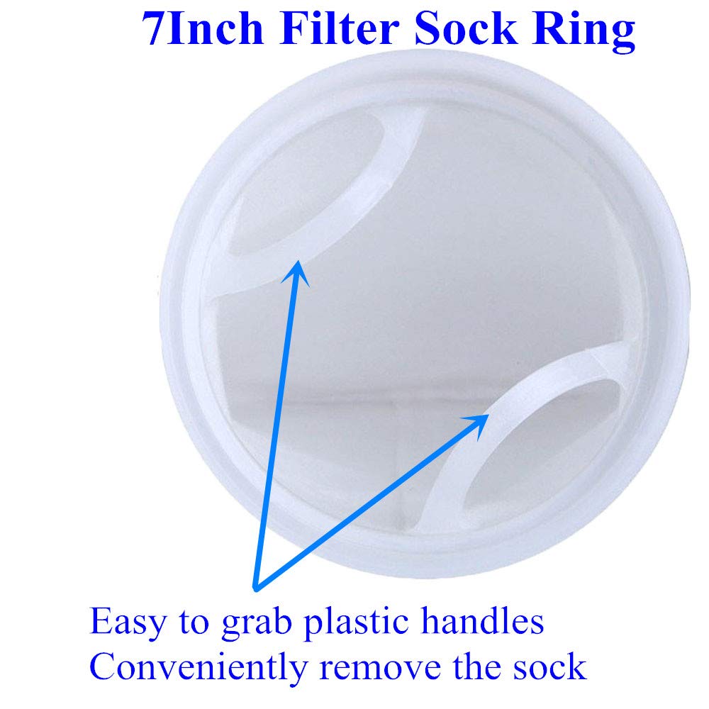 Honritone 7 Inch Ring By 18 Inch Long Filter Sock Bags 1 Micron, 5 Micron, 50 Micron, 100 Micron - Aquarium Felt Fabric Sump Fil