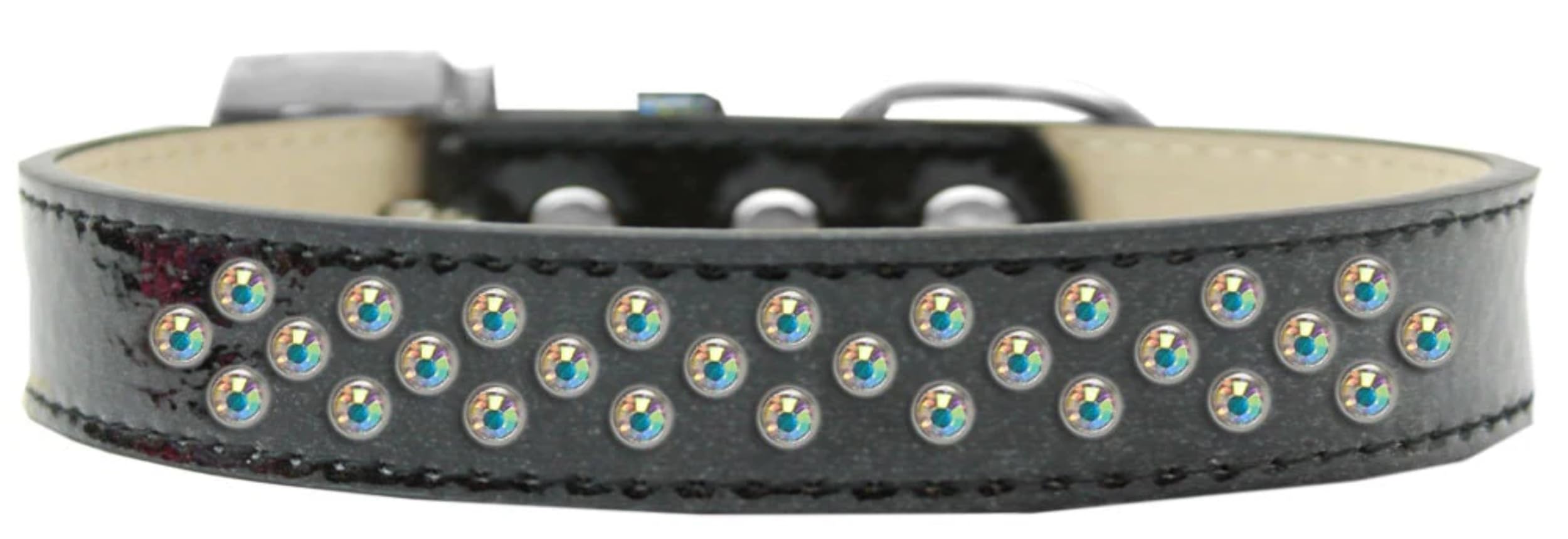 Dog, Puppy & Pet Ice Cream Collar, Aurora Borealis Crystal Rimsets Sprinkles Silver 20