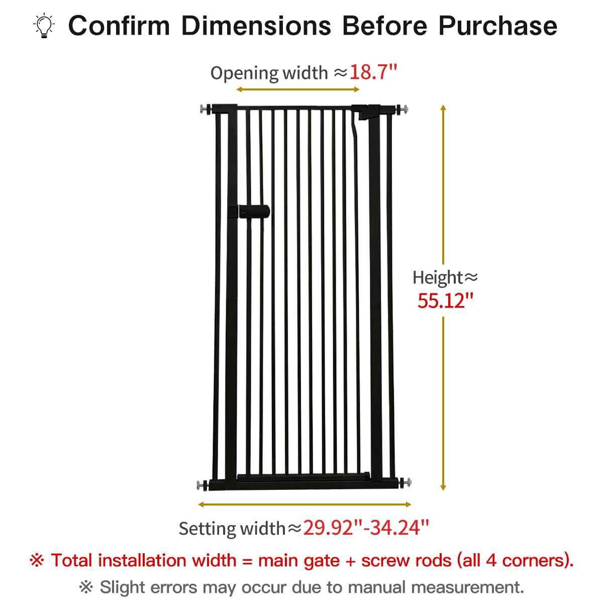 Lumizone Extra Tall Cat Gate 55.12 High Pressure Mounted Extra Wide 2025 New (17 Sizes) 1.37 Gap No Drilling Auto-Close One-Hand