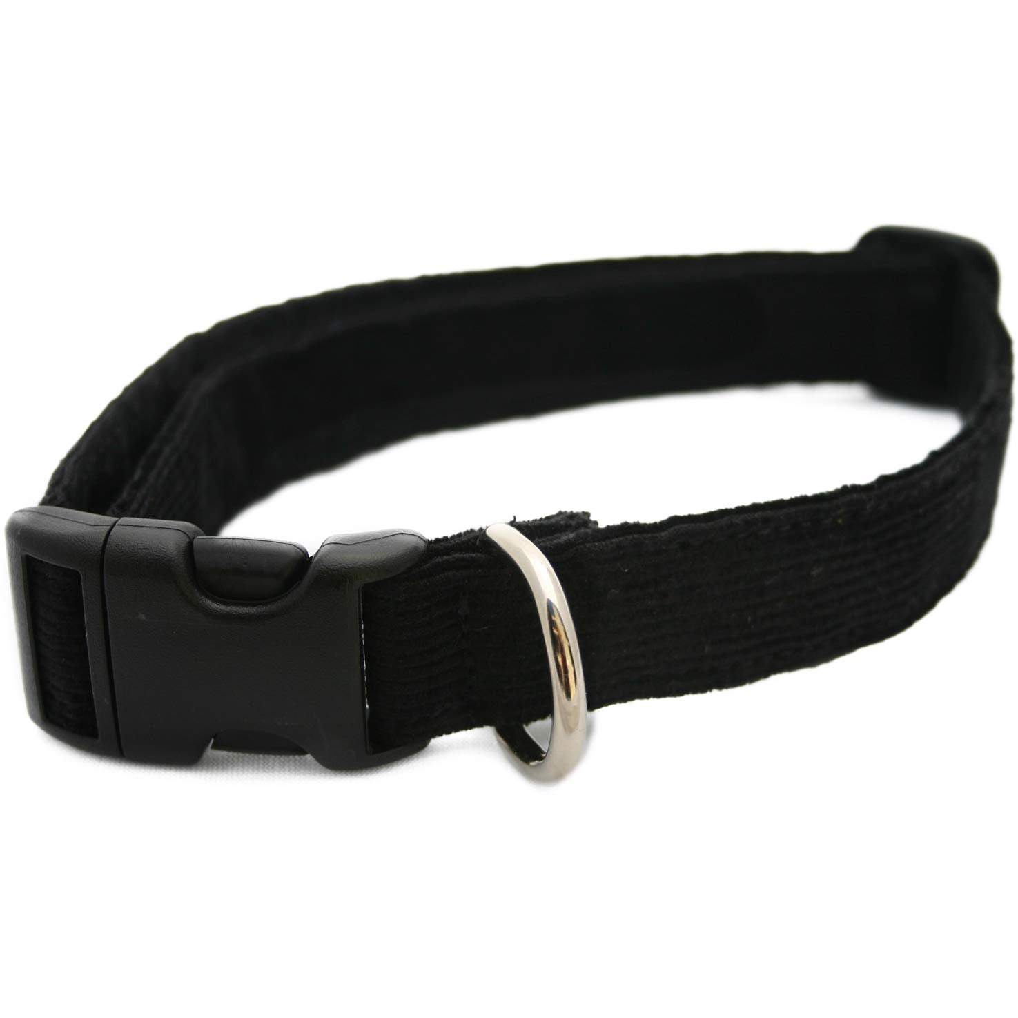 Hemp Corduroy Dog Collar - No Pattern (1' Extra Large, Black)