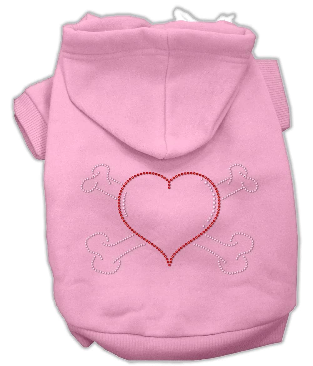 Pet, Dog & Cat Hoodie Rhinestone, "Heart and Crossbones" Black LG (10-14 lbs.)