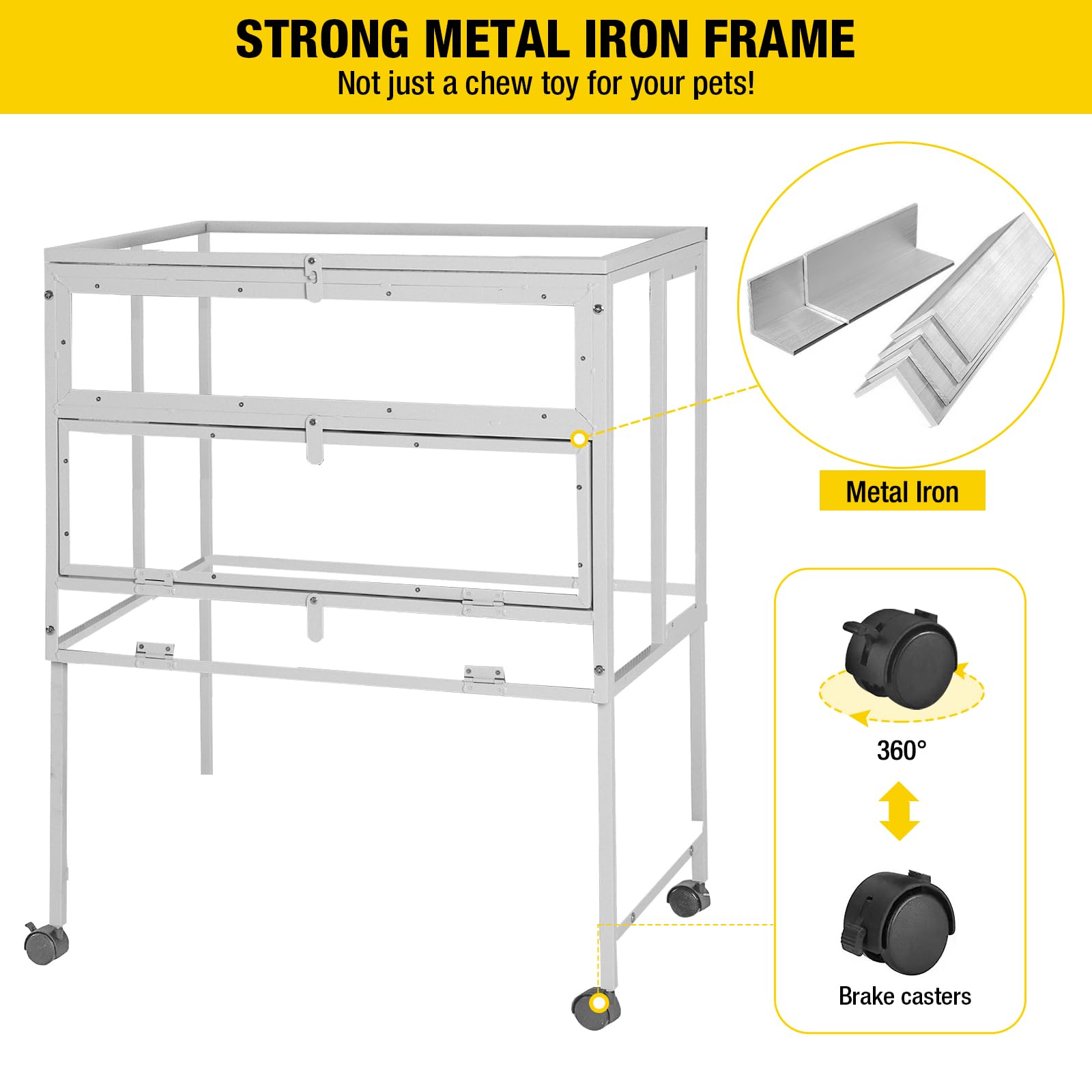 Hamster Cage Large Guinea Pig Cage With Metal Frame Movable Rat Habitat With Aluminium Alloy Edge,Plastic Deep Not Leakage Pull