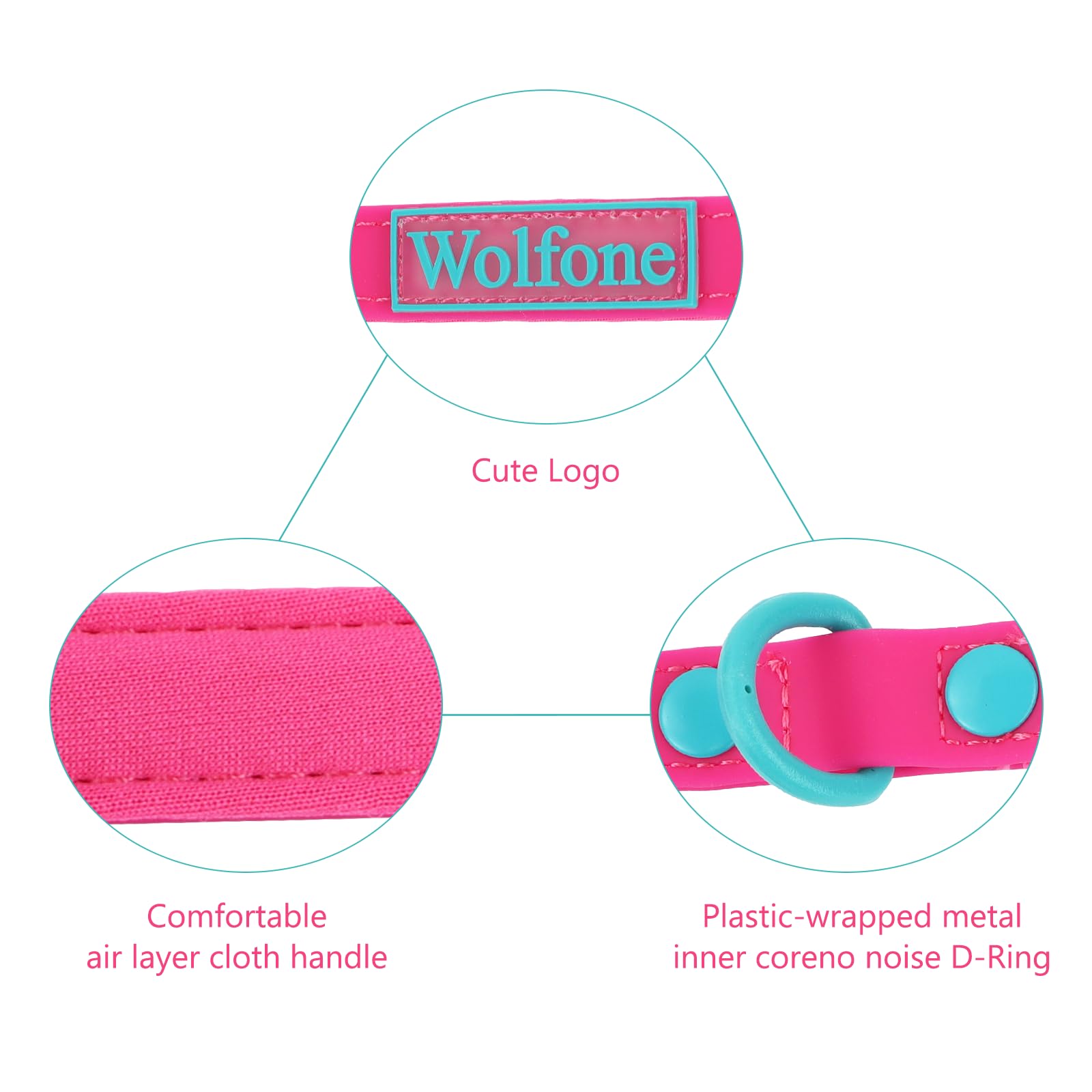 Wolfone Waterproof Dog Leash Carabiner Leash For Dogs Soft Handle Easy Care 5Ft*15Mm*2.0Mm Pink Peacock