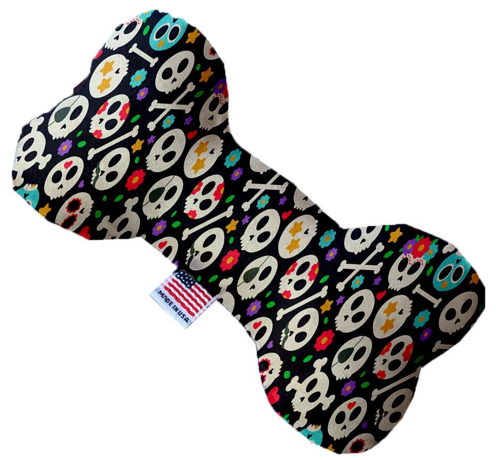 Pet and Dog Plush Heart or Bone Toy, "Skulls Group" (Available in different sizes, and 12 different pattern options!) Dia De Los Muertos 10" Plush Bone