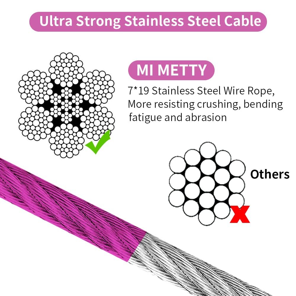Mi Metty Tie Out Cable For Dog,50Ft Dog Leads With Swivel Hook And Shock Spring,Heavy Duty Tie Out Cable For Large Dogs Up To 12