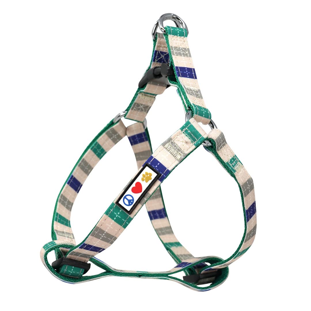 Pawtitas Pet Adjustable Solid Color Step In Puppy/Dog Harness 6 Feet Matching Collar And Harness Sold Separately Small Grey/Blue/Green Multicolor