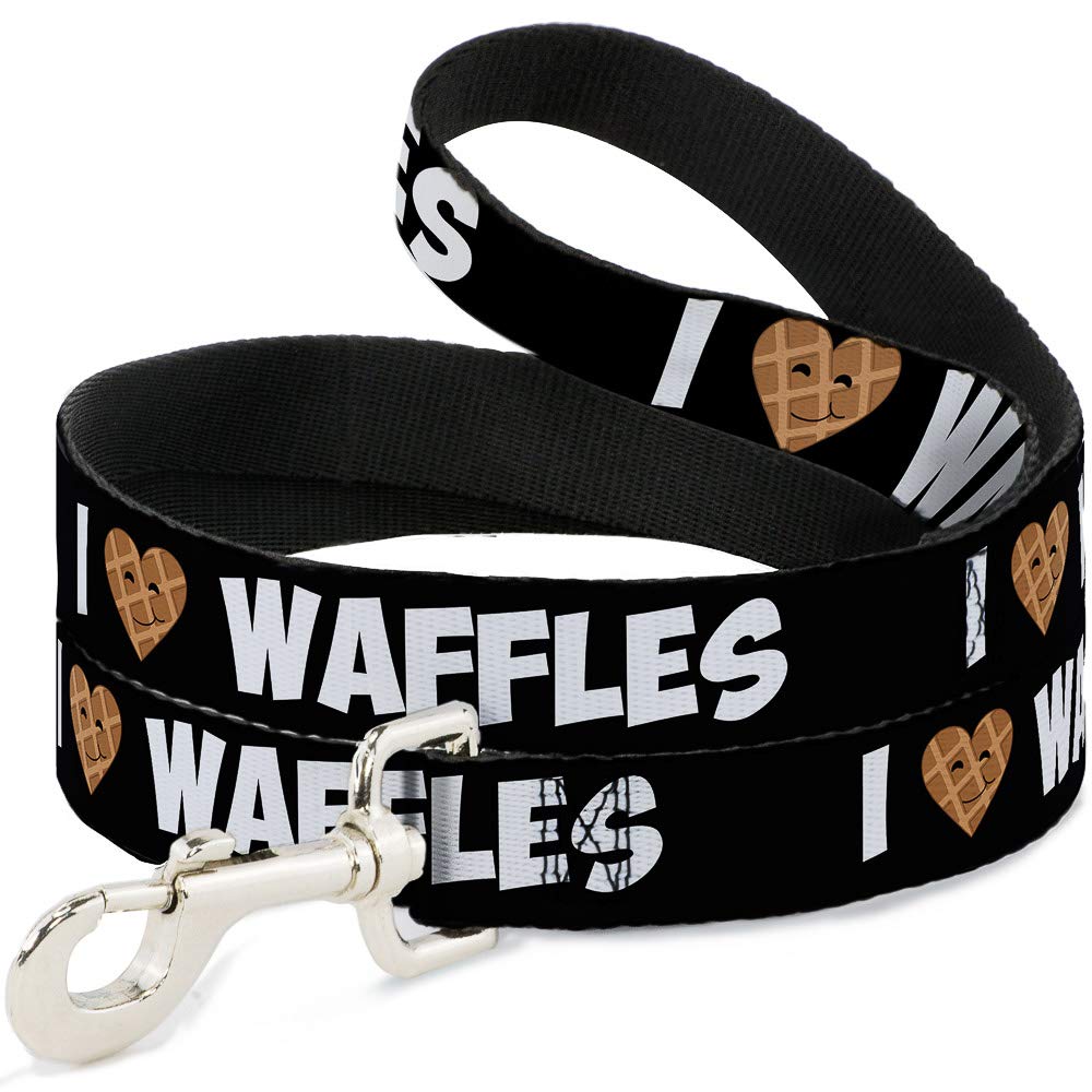 Dog Leash I Heart Waffles Text 4 Feet Long 1.0 Inch Wide