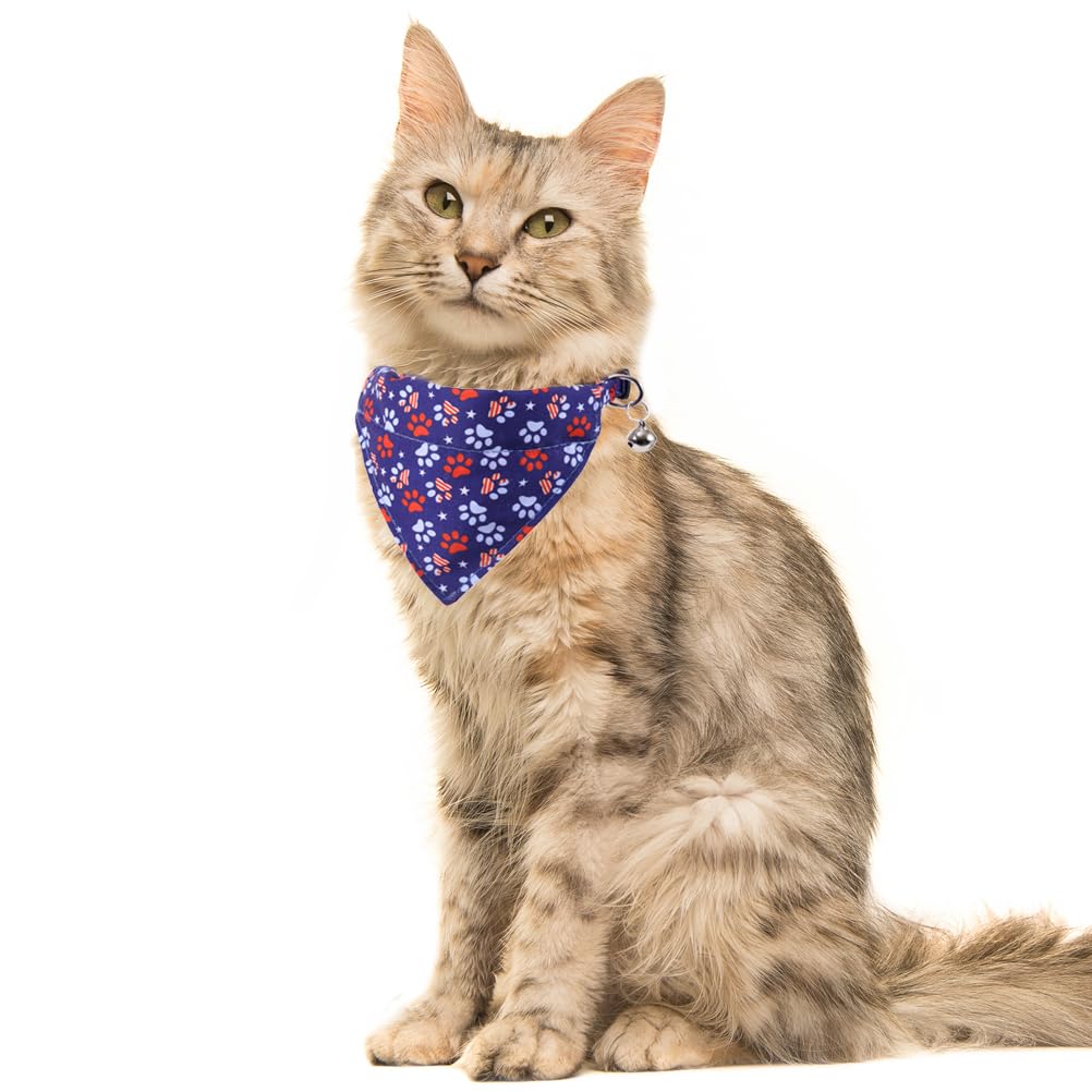 American Flag Cat Collar With Bell Bandana Star Adjustable 4Th Of July Breakaway Kitten For Independence Day