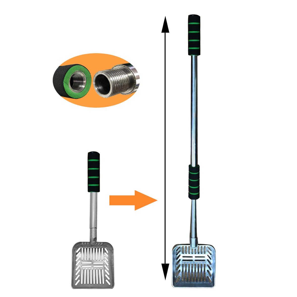 32 inch Cat Litter Scooper Metal Cat Litter Scoop Long Handle Cat Scoop Litter Box Scooper Non-Stick Aluminum Deep Shovel Litter