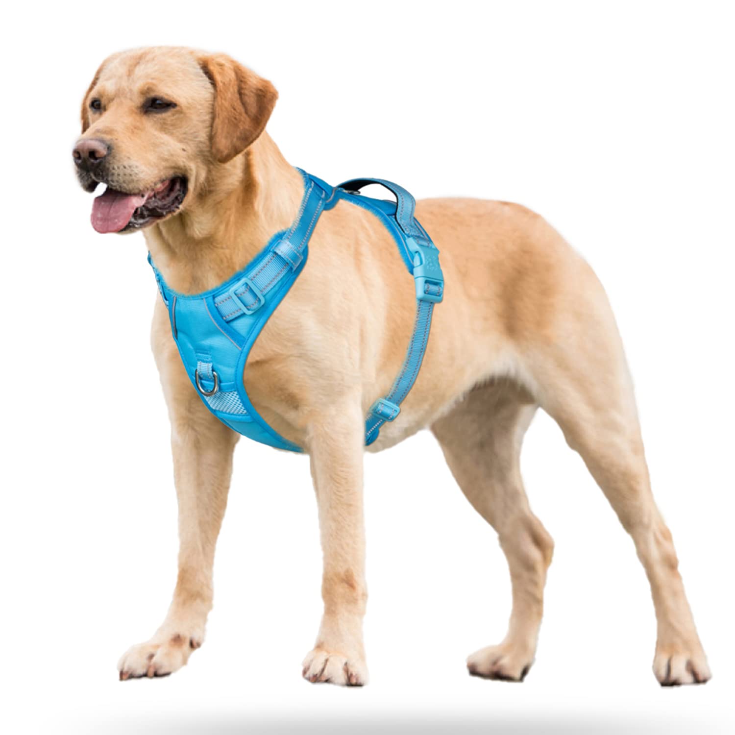 Poypet No Pull Dog Harness, No Choke Reflective Dog Vest, Adjustable Pet Harnesses With Easy Control Padded Handle For Small Medium Large Dogs(Blue,S)