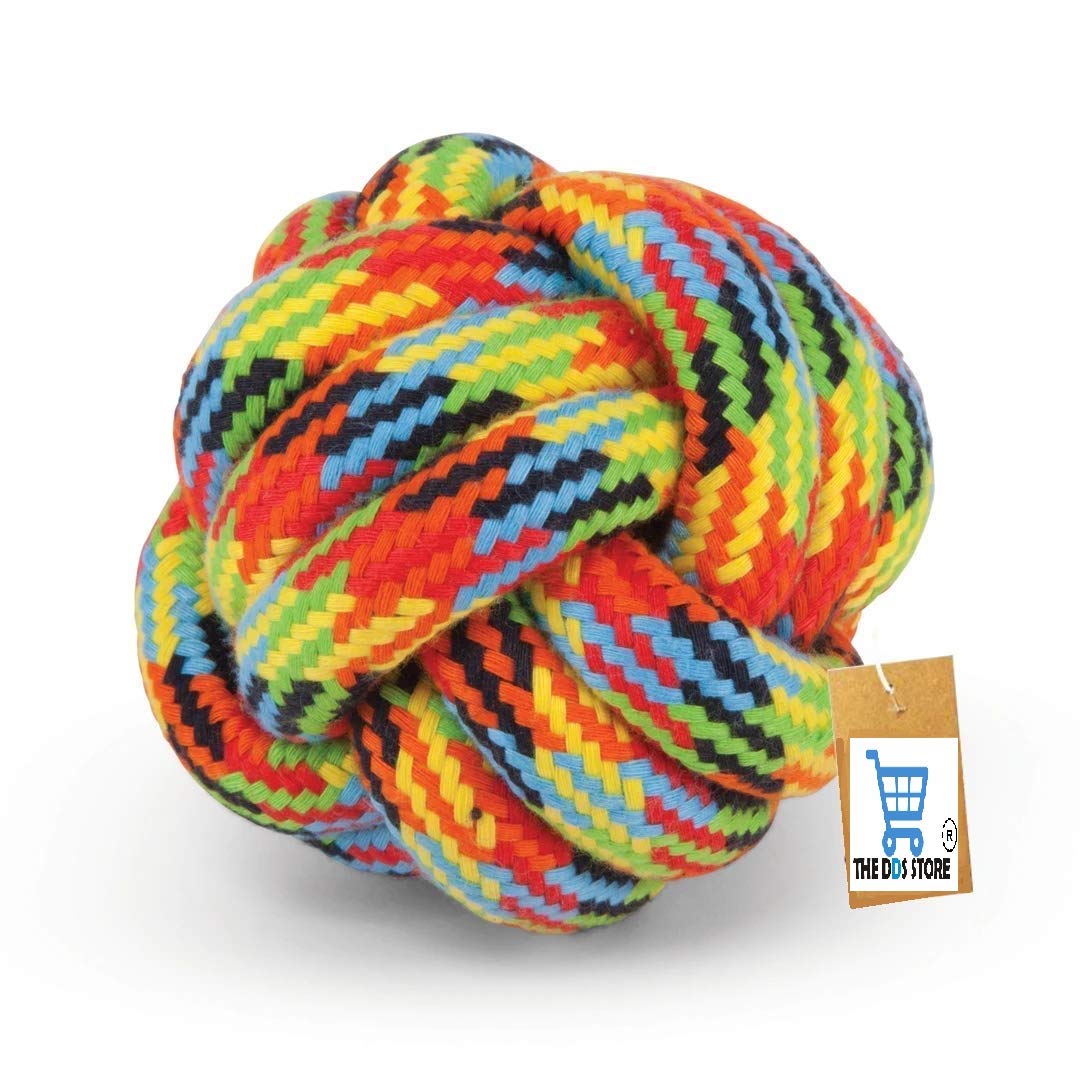 The Dds Store Pet Chew Toy, Knots Weave Cotton Rope, Biting Small Breed Ball For Dogs & Cats (Color May Vary) (1 Piece)