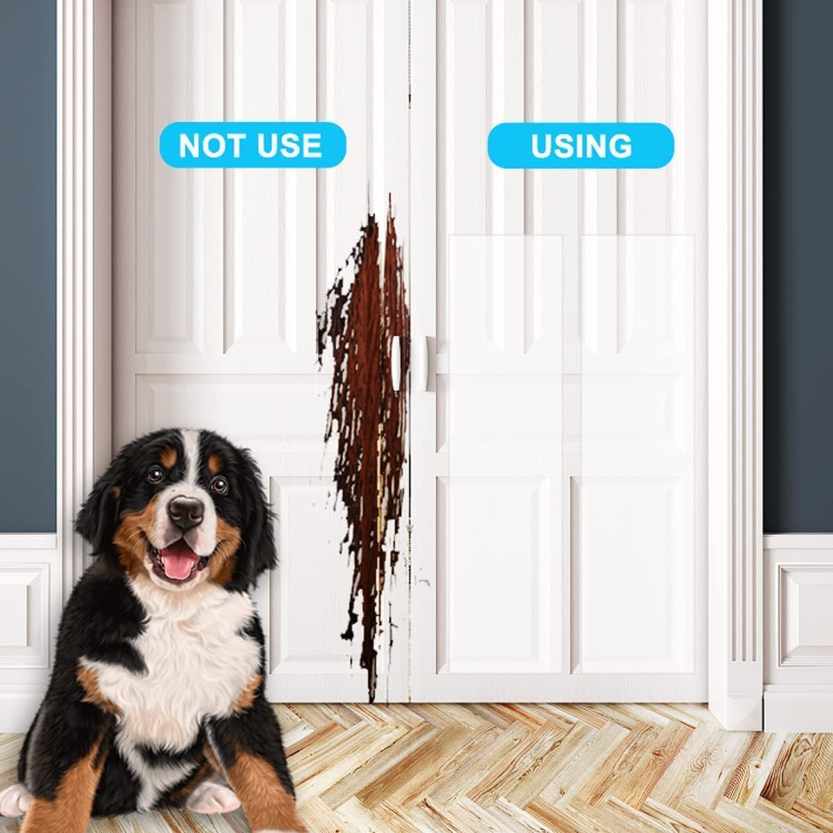 FTSTC Door Protector from Dog Scratching, Clear Heavy Duty Flexible Door Claw Shield, Anti-Scratch Guard for Furniture, Window,