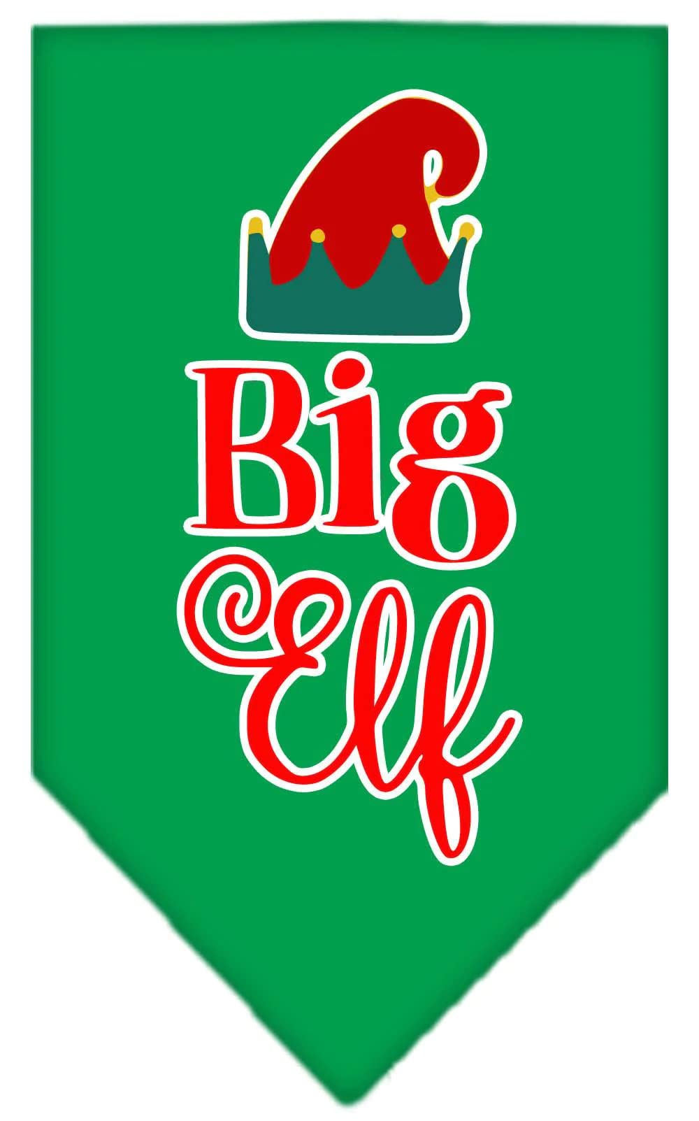 Christmas Pet and Dog Bandana Screen Printed, "Big Elf" Navy Blue Large