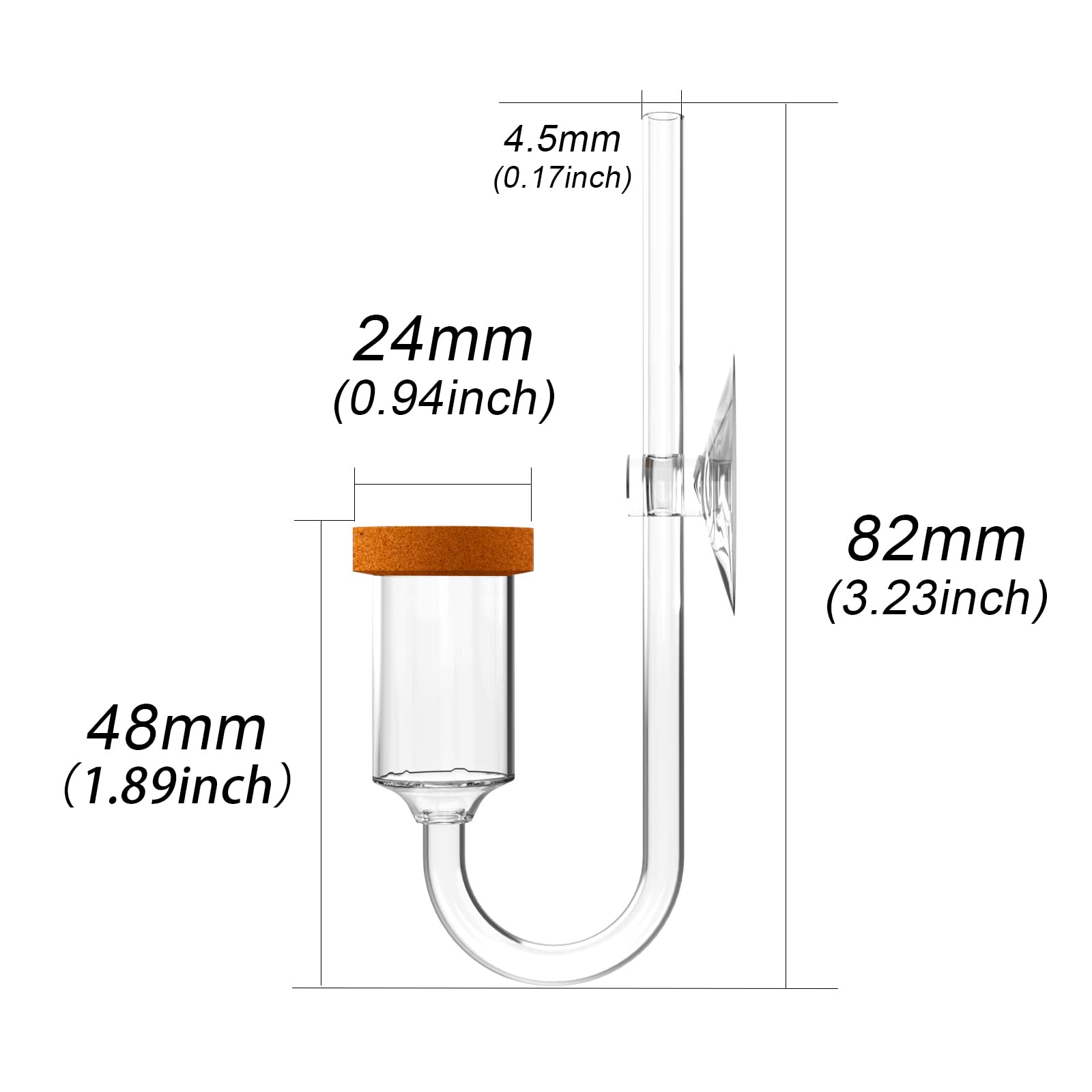 FZONE Aquarium CO2 Neo Diffuser - Large L-24mm, Transparent Ceramic, Durable Plastic