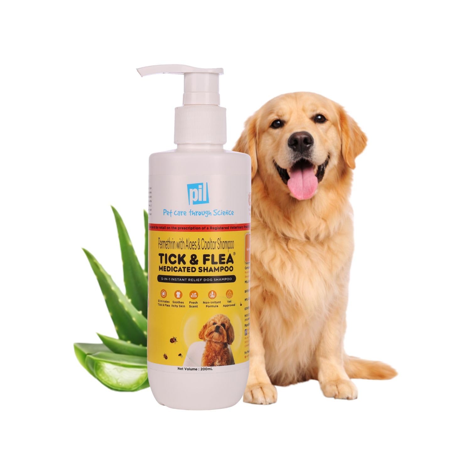 Pil Tick & Flea Dog Shampoo 200Ml | Ditch To Itch Dog Shampoo For Pomeranian, Puppy, Rottweiler Adult, German Shepherd, Labrador