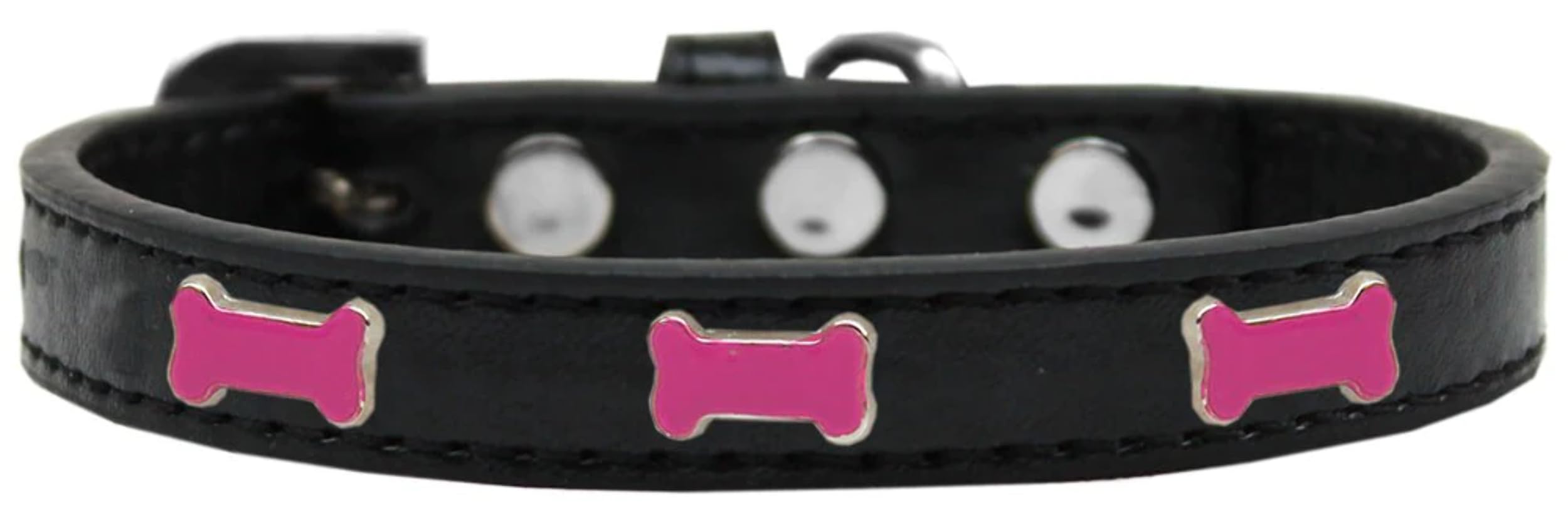 Dog, Puppy & Pet Widget Fashion Collar, Pink Bone Black 10