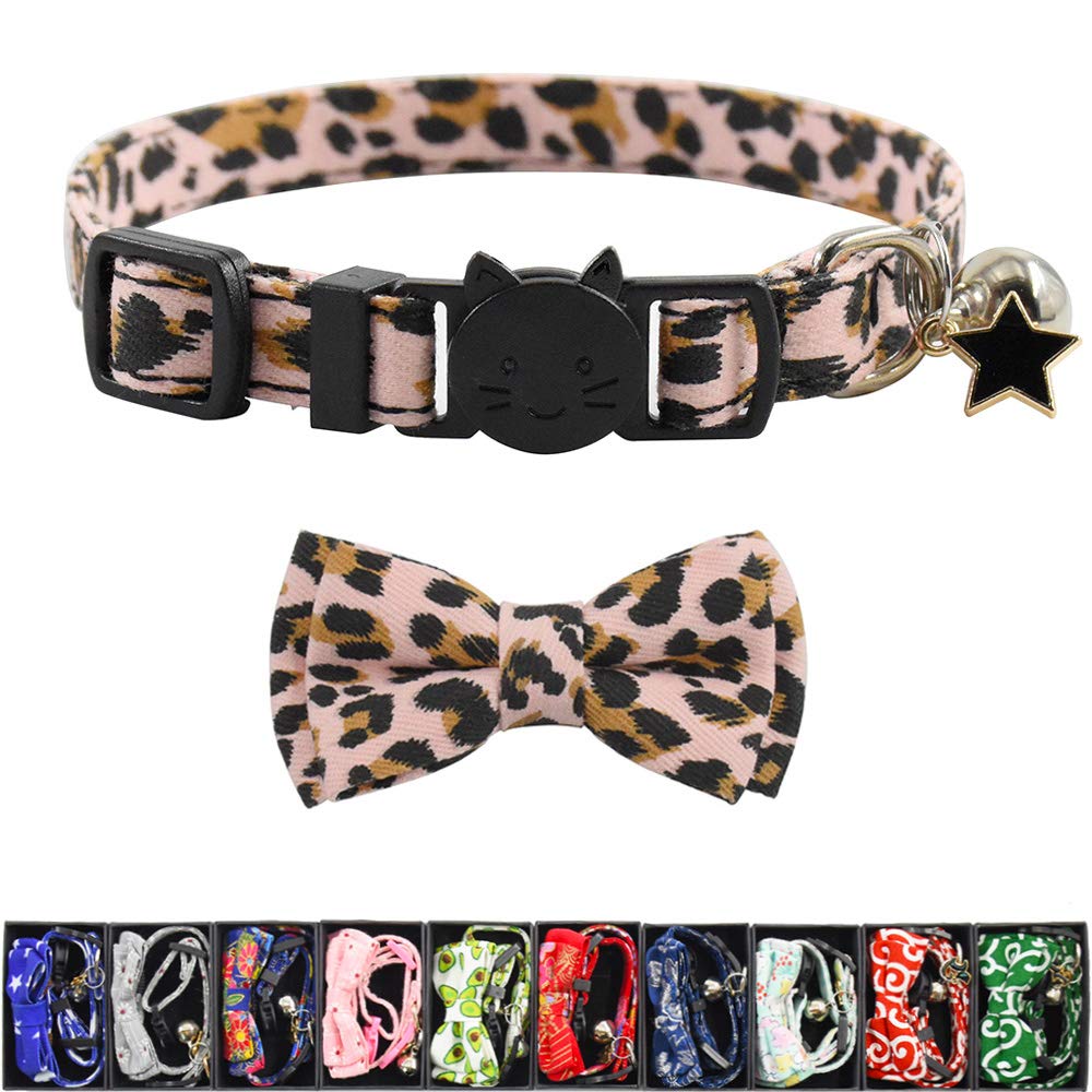 Bowtie Cat Collars Breakaway With Bell, Adjustable Cute Kitty Collars Safety Buckle Kitten Collar For Cat Puppy 7.5-11In (15)