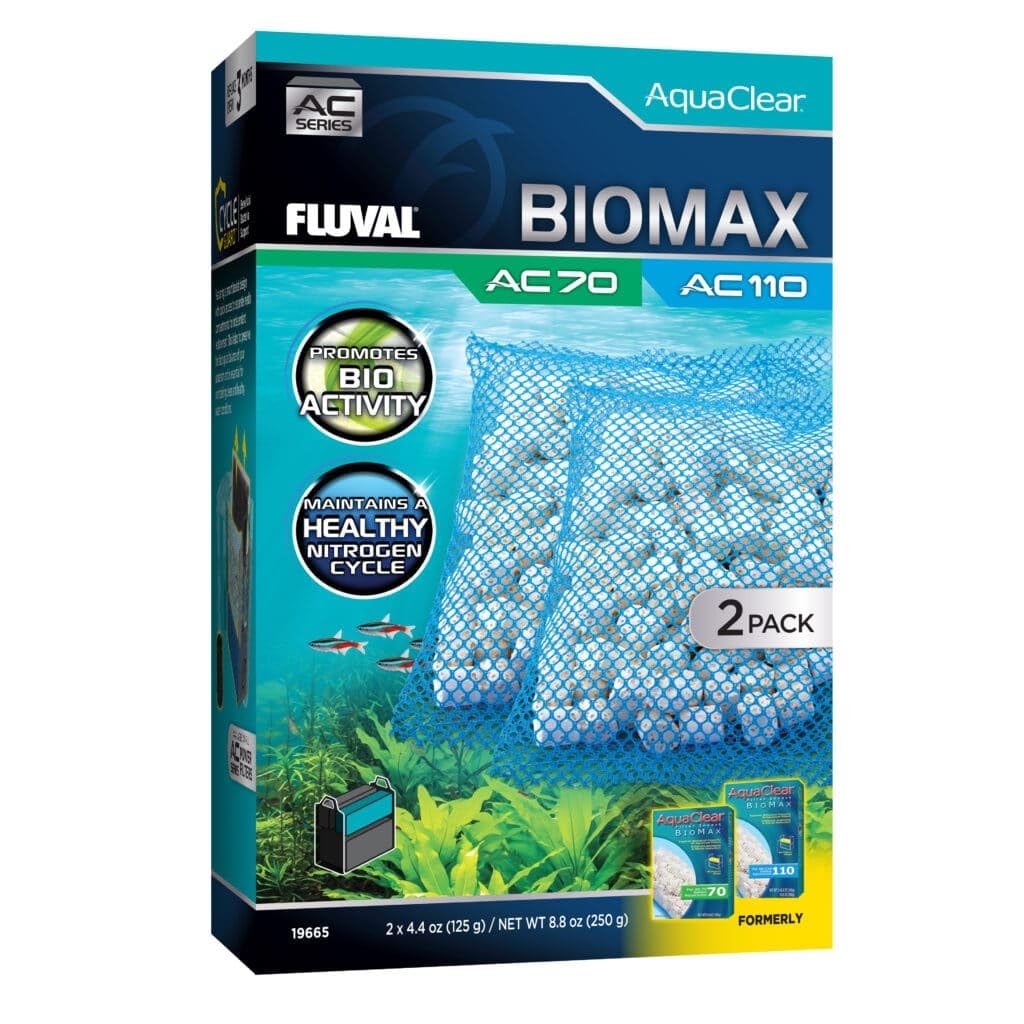Fluval - BIOMAX for AC70/AC110 Power Filter, 8.8 oz / 250 g, 2-Pack - for Use in Freshwater & Saltwater Aquariums