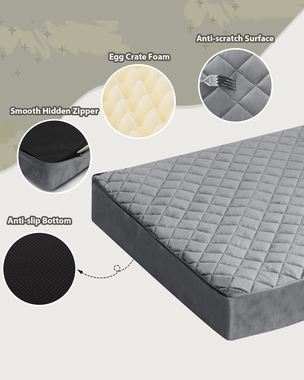 Nupida Orthopedic Dog Bed For Extra Large Dogs - Waterproof With Removable Washable Cover And Non-Slip Bottom, Quilting For Crat