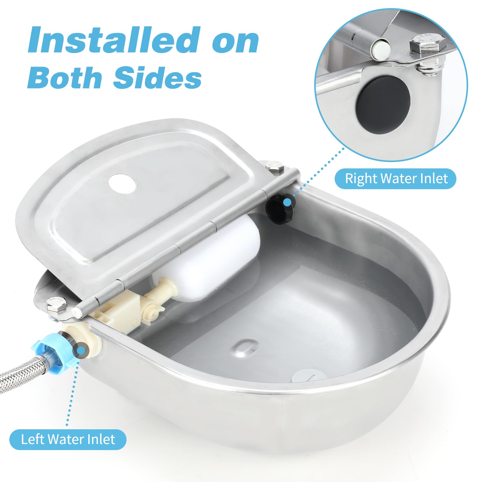 FHTONGE 304 Stainless Steel Automatic Water Dispenser for Large Dogs & Livestock - Durable Outdoor Pet Waterer with Drainage System