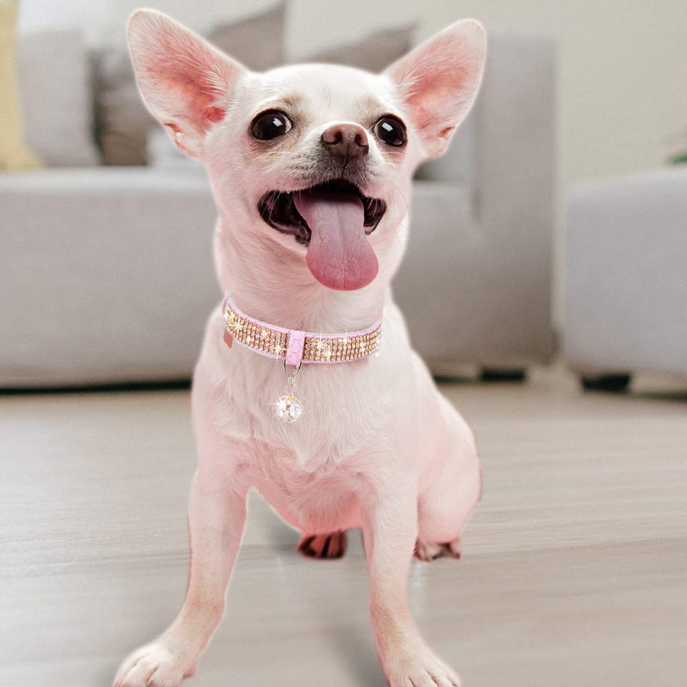 Petshome Cat Collar, Dog Collar, [Bling Rhinestones] Premium Pu Leather With Pendant Adjustable Collars For Cat And Small Dog Ex