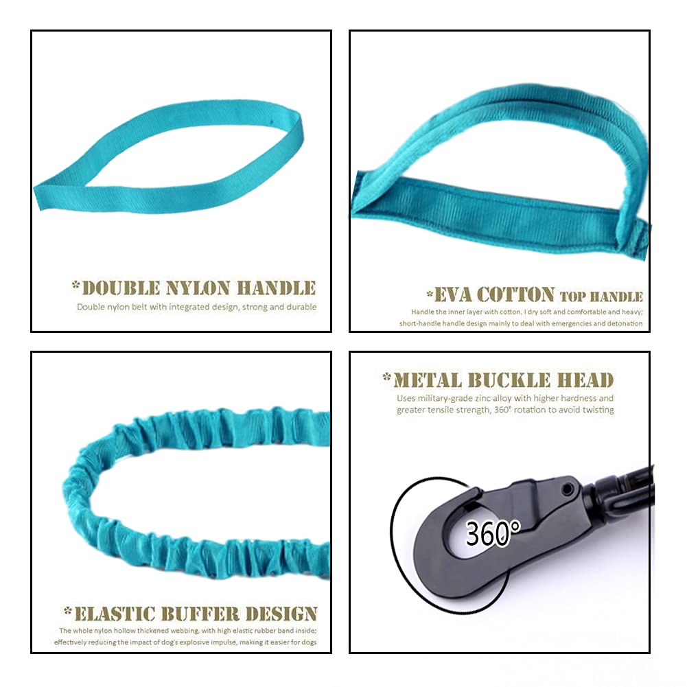 Tactical Dog Collar And Leash Set Tactical Dog Collar With Handle Bungee Leash Adjustable Military Training Nylon Collar Dog Training Collar Leash Set With Control Handleand Metal Buckle (Blue Xxl