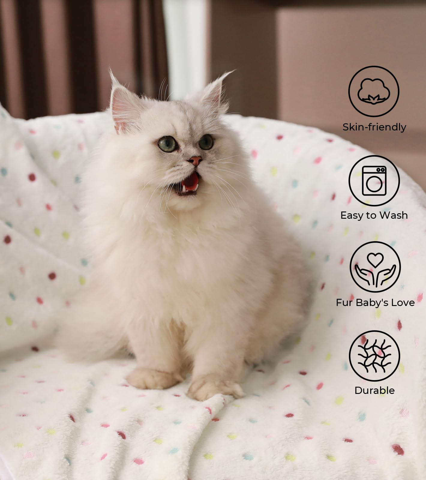 1 Pack 6 Blankets Dog Cat Soft Fluffy Fleece Pet Blanket Warm Cute Print Design Puppy Kitten Blanket Doggy Dot Medium(30X20)