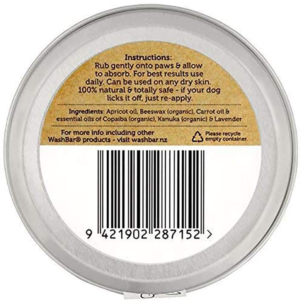 Washbar Dog Paw Balm For Cracked Paws | Natural Lick-Safe Paw Soother For Dog Paws, Nose And Skin | 1.7 Oz Tin, Dog Paw Cream To Moisturize, Protect And Repair From Foot To Snout