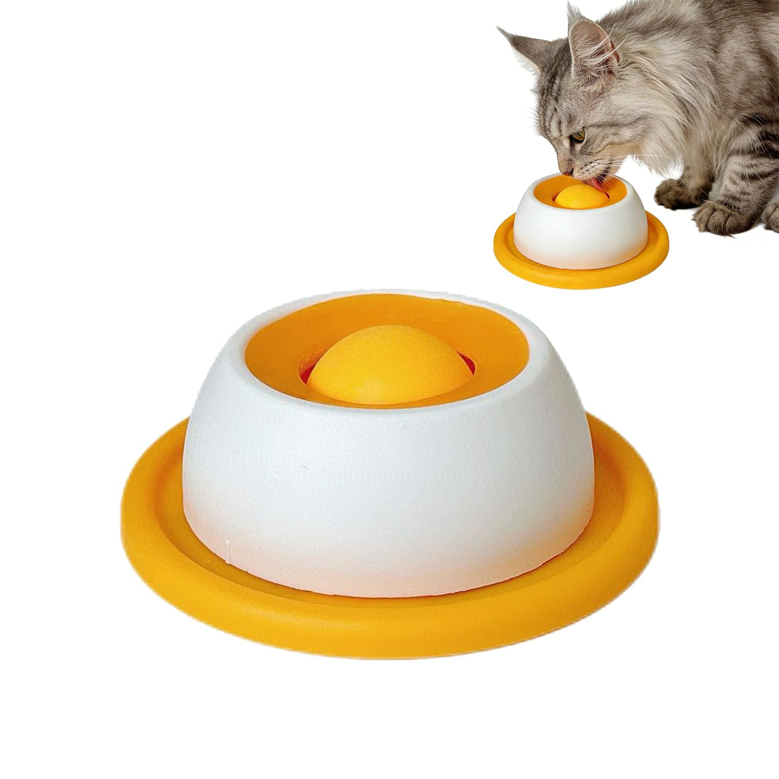 Slow Feeder For Cat, Interactive Cat Food Bowl, Cat Feeder For Indoor Cats, Yellow Cat Bowls For Indoor Cats Slow Eating