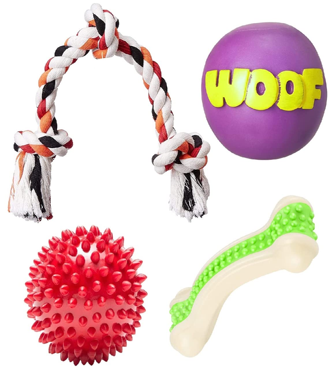 Psk Pet Mart Natural Rubber Vinyl Light Weight Squeaky Toys Combo For Small Puppy/Dogs, Pack Of 4 (MultiColor)