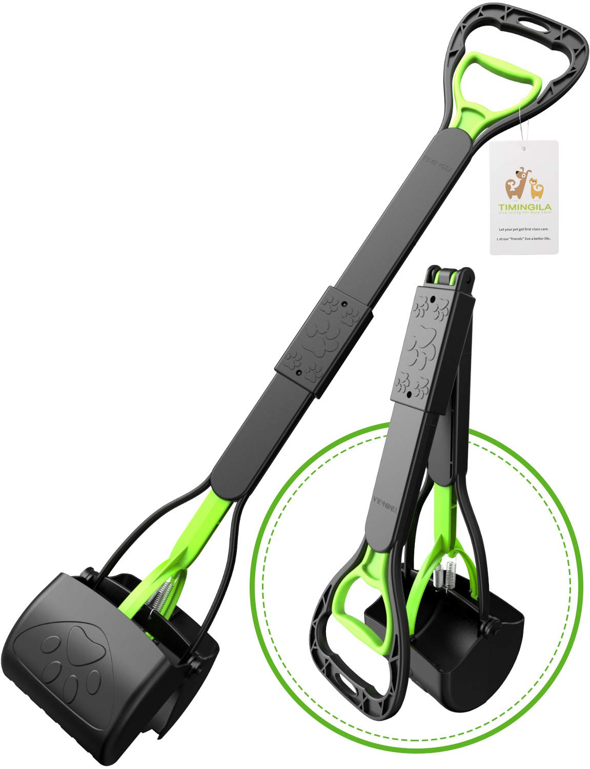 Timingila 33' Long Handle Portable Pet Pooper Scooper For Large And Small Dogs,High Strength Material And Durable Spring,Great For Lawns, Grass, Dirt, Gravel