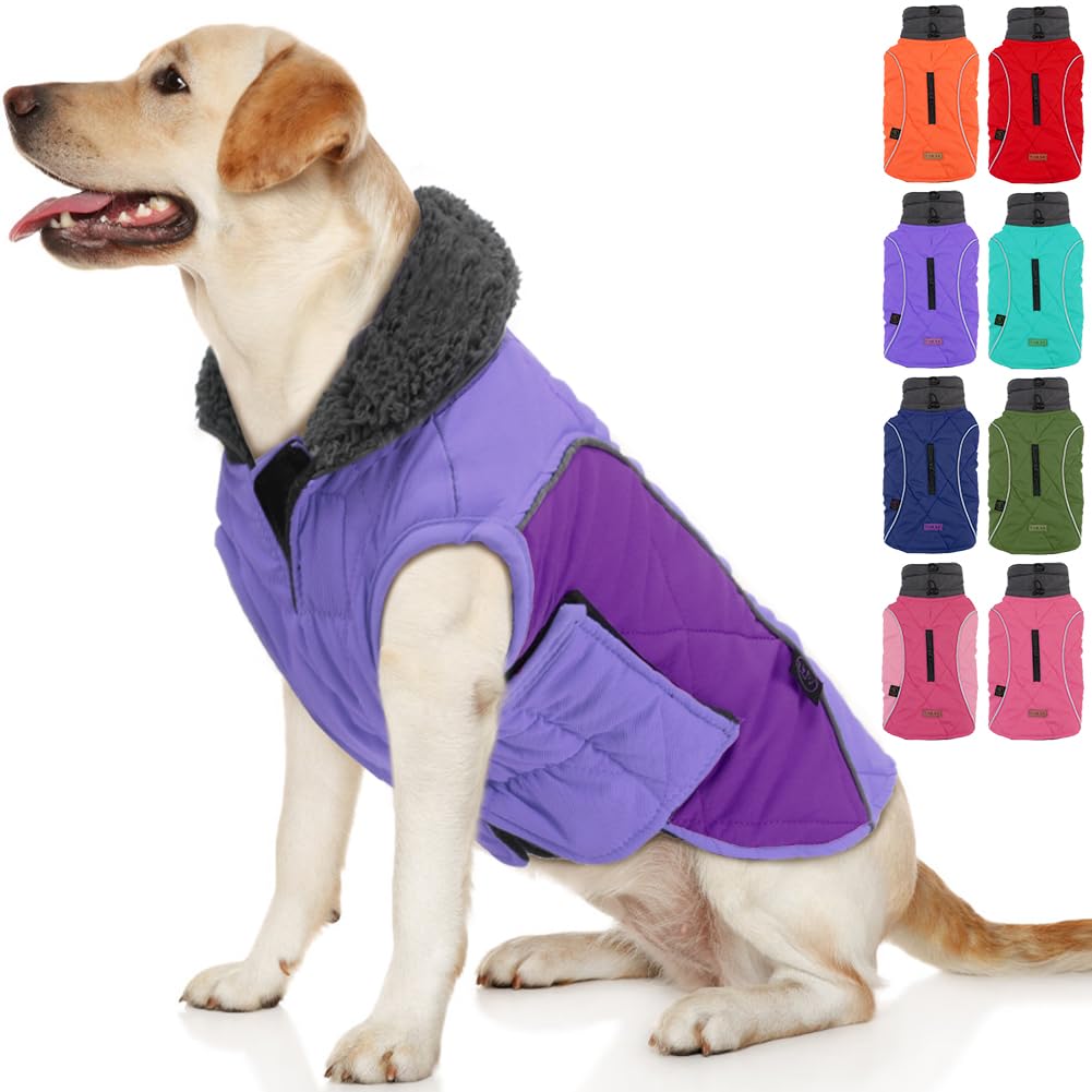 Emust Dog Winter Coats, Windproof Dog Jackets For Cold Weather With Lofty Collar, Reflective Puppy Clothes For Small Dog Clothes