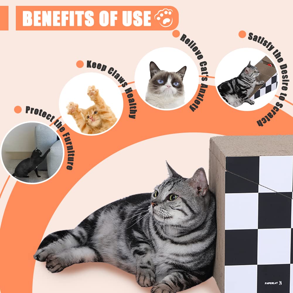 Cat Scratching Board with Ball, Triangle Cat Scratching Cardboard, Multiple Scratching Angles, 2-in-1 Scratching Lounge Bed, Rec