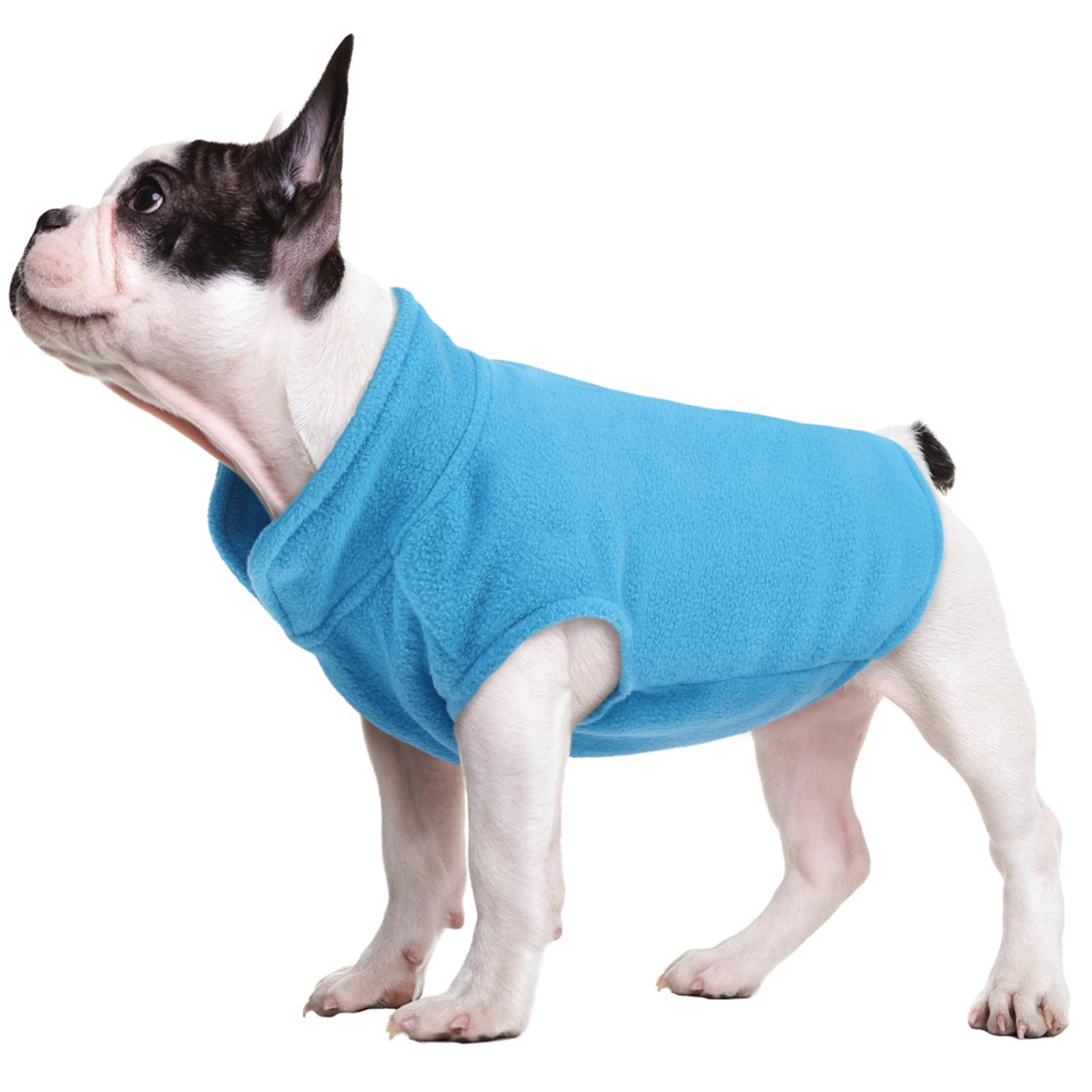 Fuamey Dog Fleece Vest,Warm Sweatshirt Puppy Stretchy Sweater Pullover Dog Turtleneck Coat Dog Winter Jacket With Leash Hole,Doggie Dachshund Sweaters Yorkie Clothes For Small Medium Dogs Blue L