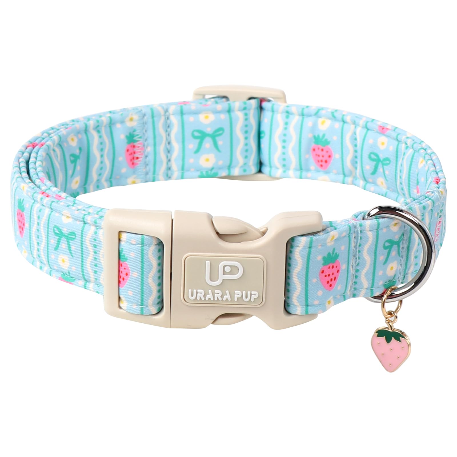 Up Urara Pup Dog Collar-Adorable Spring/Summer Puppy Collars-Adjustable Strawberry Pet Collar For Small,Medium,Large Dogs