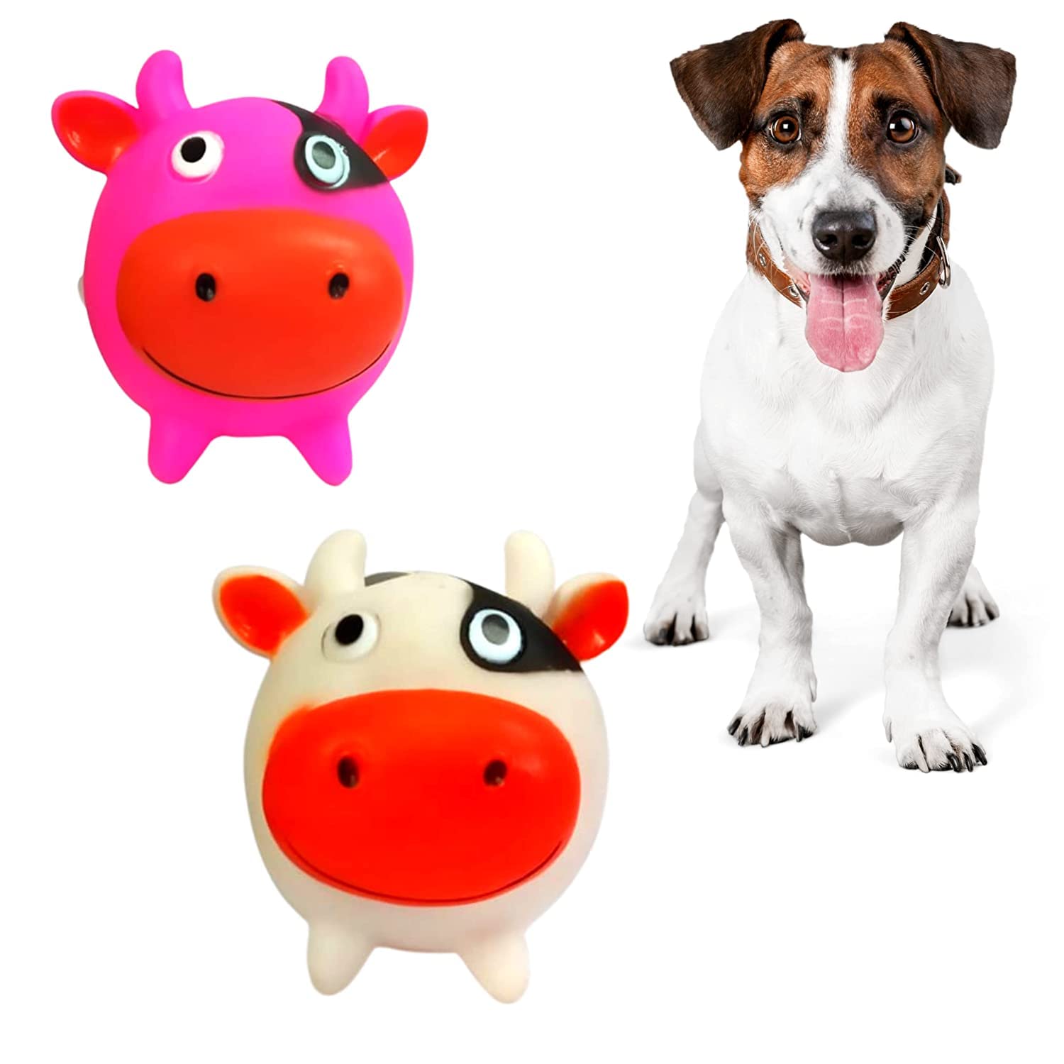 Psk Pet Mart Squeaky Plastic Cow Toy For Dogs (For Interactive Play) (Pack Of 1)