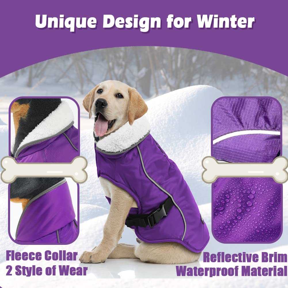 Emust Winter Dog Jacket, Windproof Dog Apparel For Cold Weather, Reflective Winter Coats For Dogs, Warm Puppy Jacket For Cold Wi