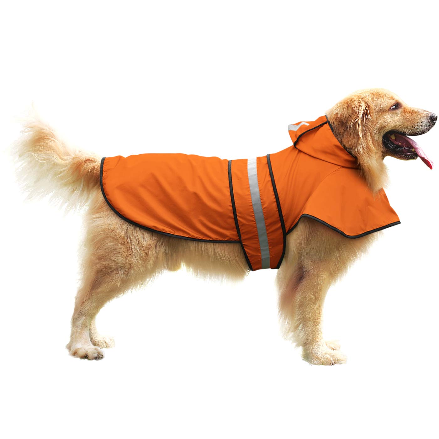 Hde Dog Raincoat Hooded Slicker Poncho For Small To X-Large Dogs And Puppies Safety Orange - Xl