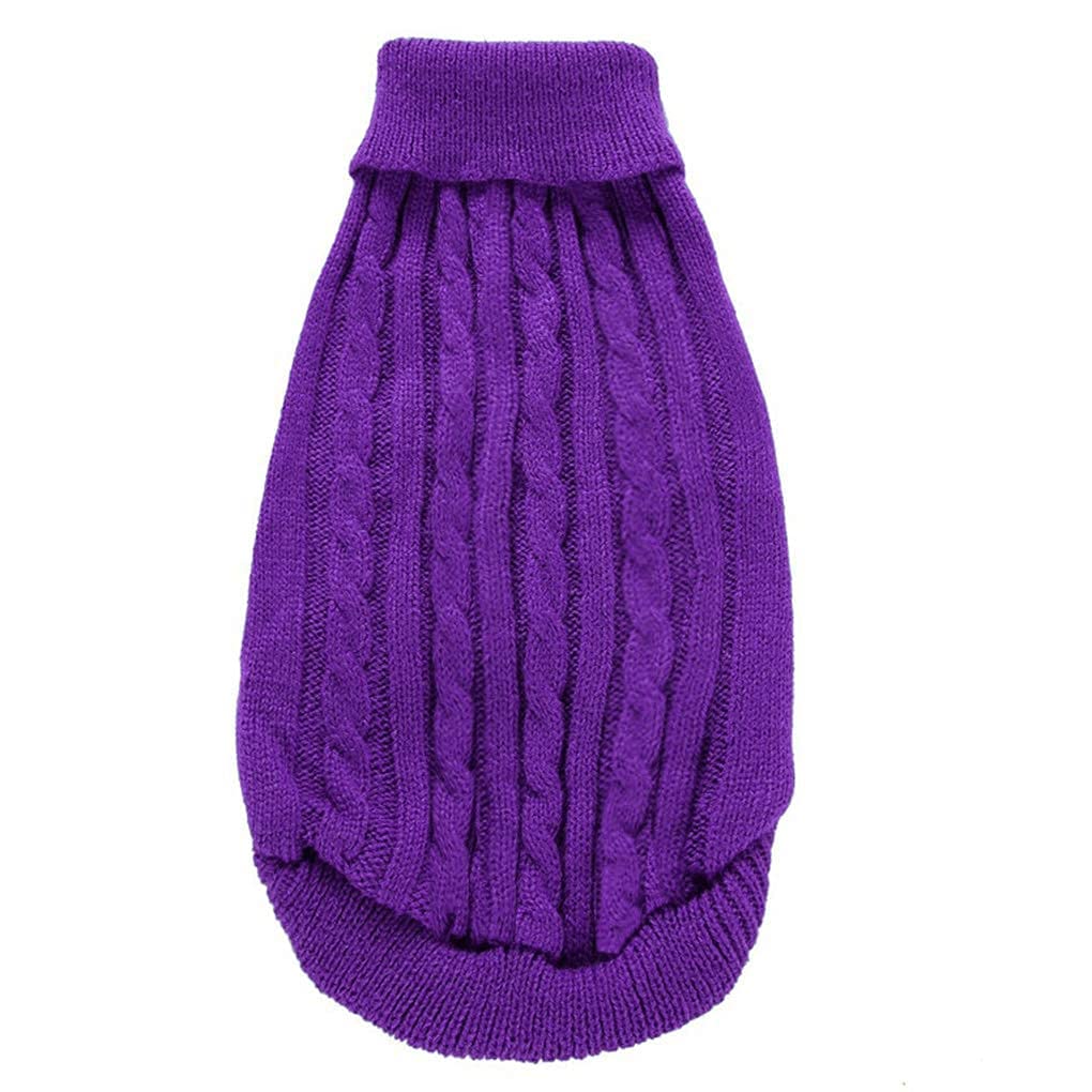 Chborchicen Small Dog Sweaters Knitted Pet Cat Sweater Warm Dog Sweatshirt Dog Winter Clothes Kitten Puppy Sweater (Medium, Purple)