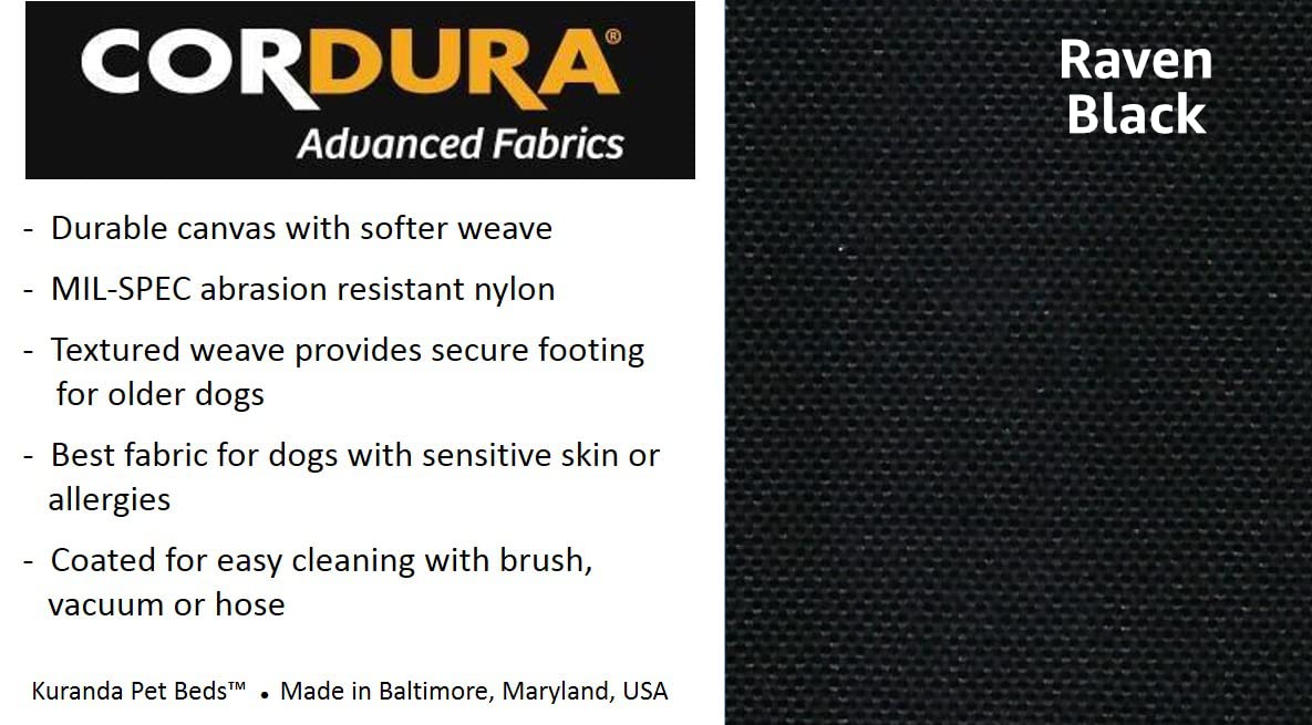 Kuranda Cordura Pad - Large 40"x25" - Black Nylon Dog Bed, Model 93-o4-BK-oo