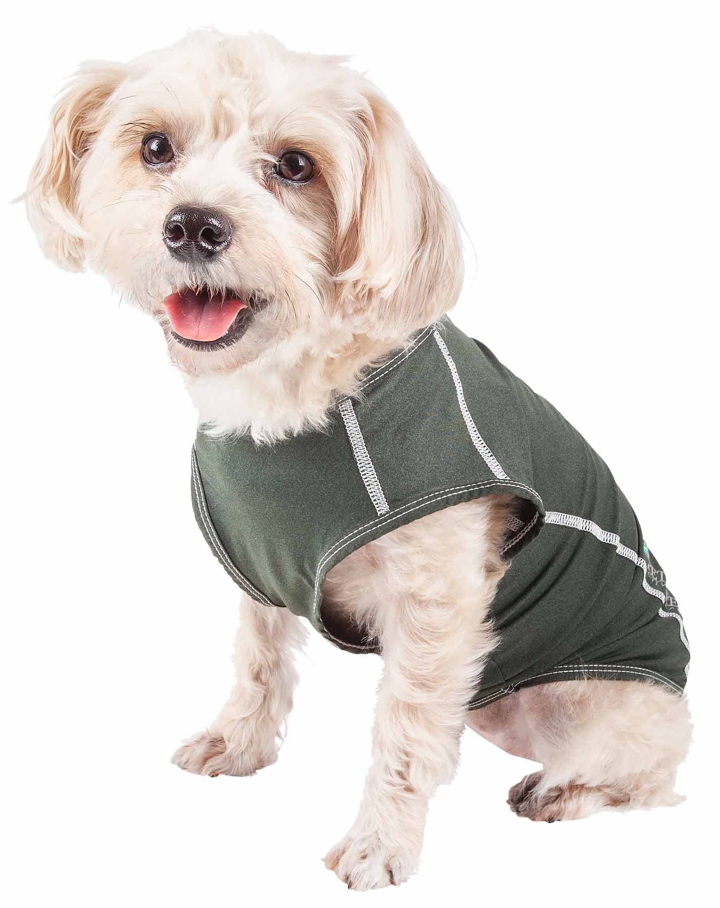 Pet Life ® Active 'Racerbark' Fitness and Yoga Dog T-Shirt Tank Top - Performance Pet T-Shirt with 4-Way-Stretch and Quick-Dry Technology - Summer Dog Clothes with added Reflective Safety