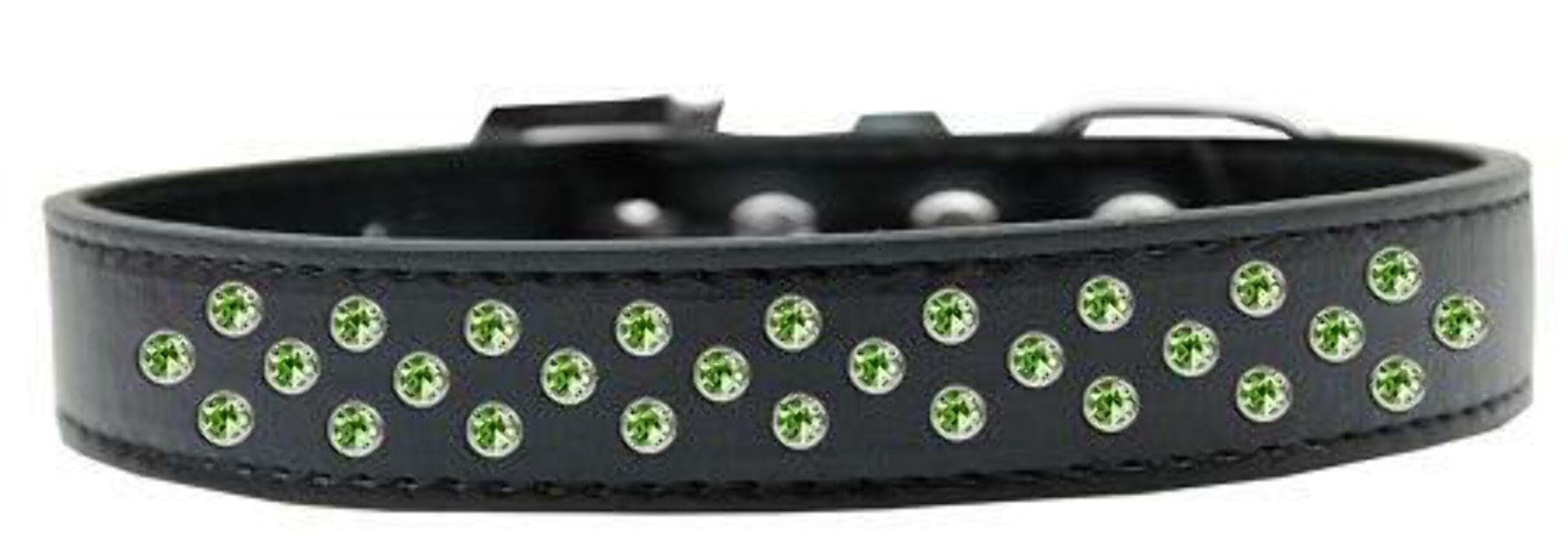 Mirage Pet Products Sprinkles Dog Collar with Lime Green Crystals, Size 20, Black