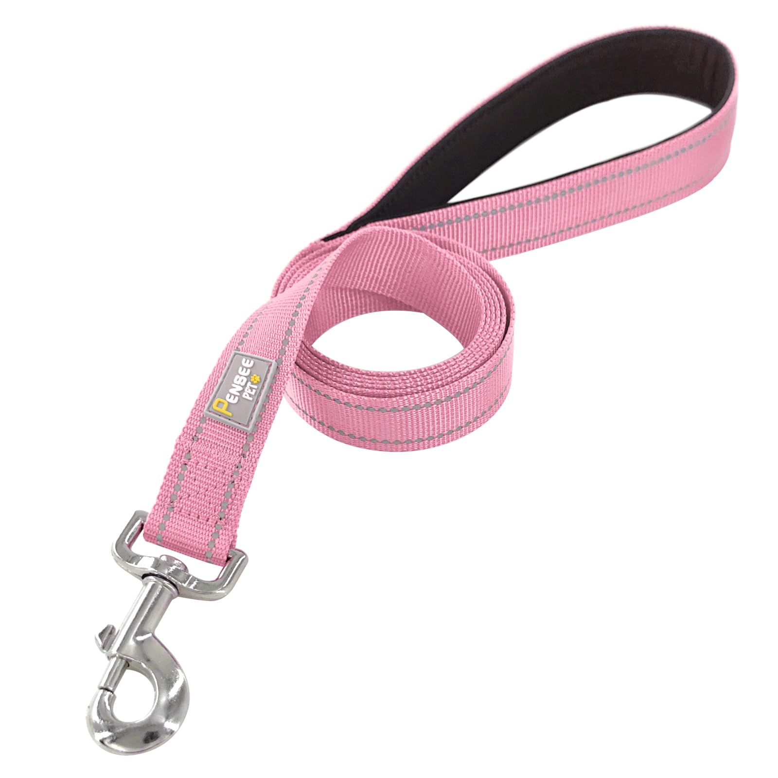 Penseepet Dog Leash 6 Ft Padded Handle Nylon Reflective Dogs Leashes For Medium Dogs Pink