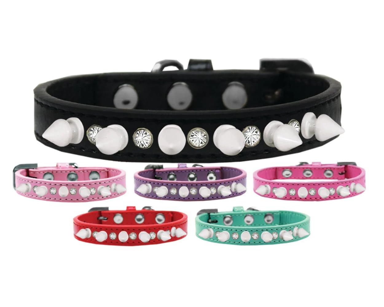 Pet and Dog Spike Collar, Clear Crystals & White Spikes? Lavender 12