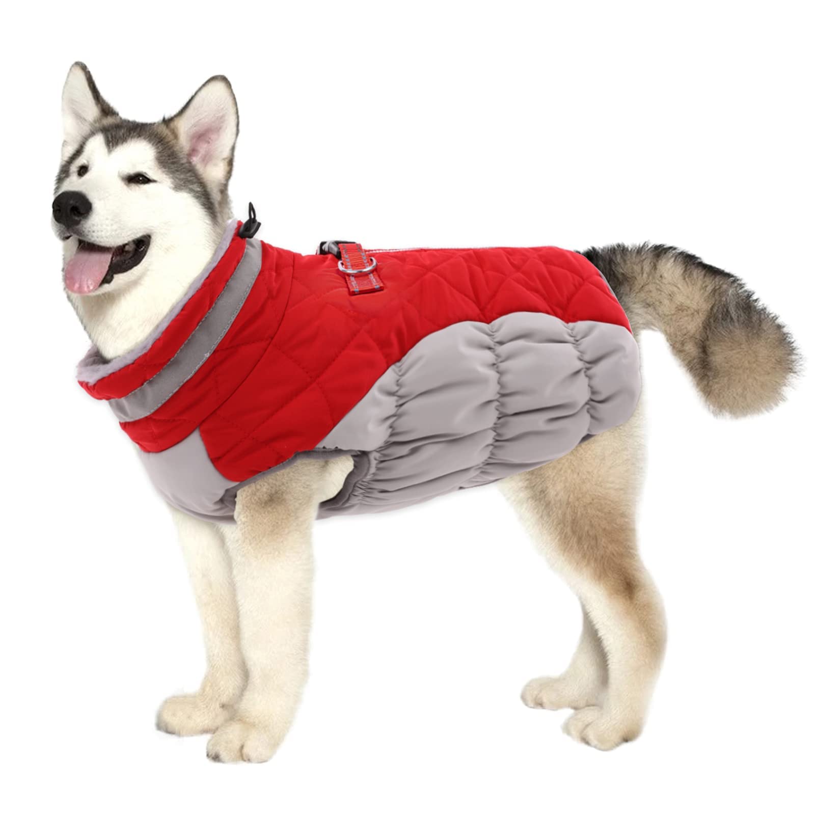 Lelepet Warm Dog Winter Coat Dog Coat Dog Cold Weather Coats Windproof Reflective Turtleneck Dog Fleece Vest With Harness Thick 