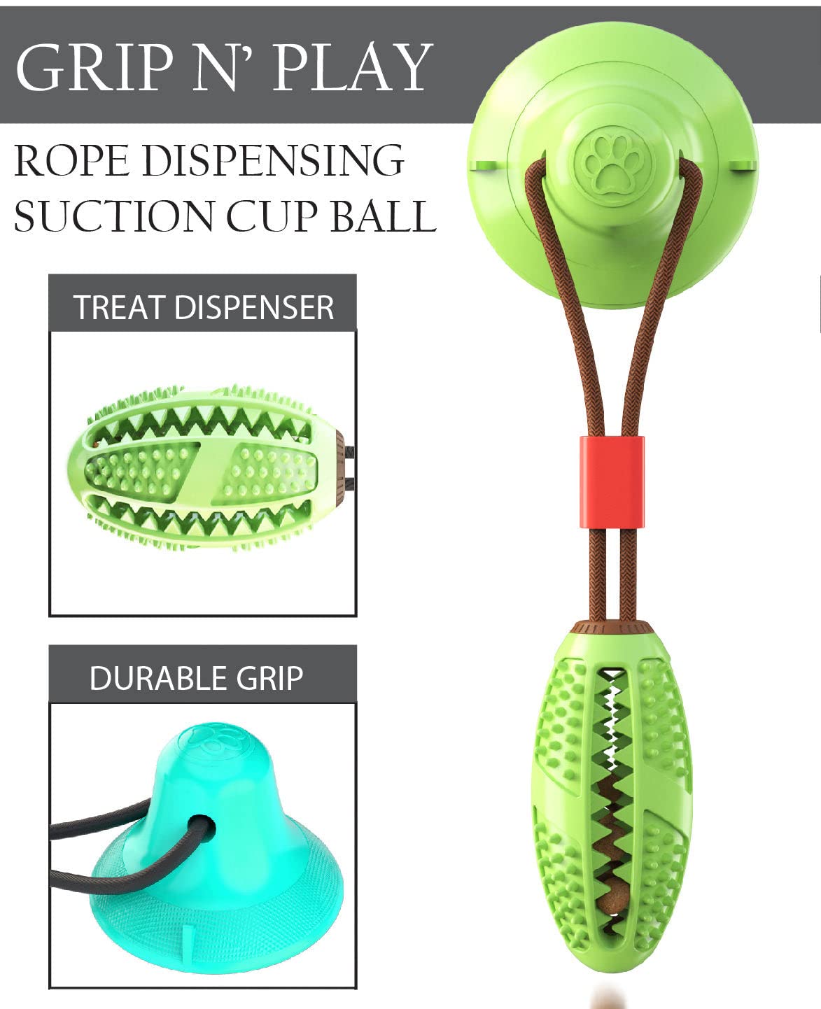 Pet Life  'Grip N' Play' Treat Dispensing Football Shaped Suction Cup Dog Toy
