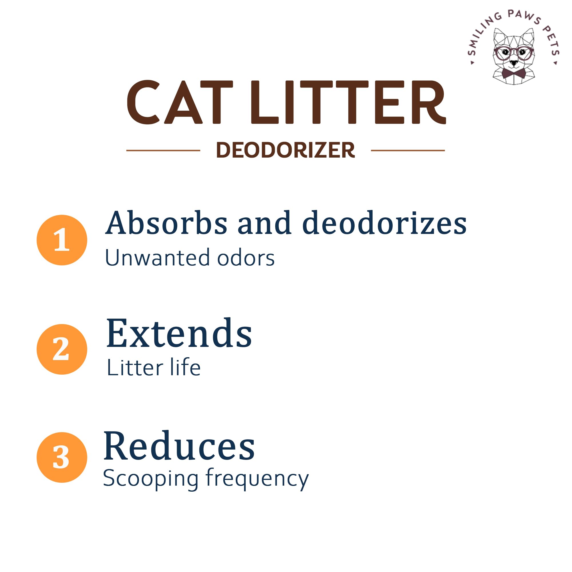 Smiling Paws Pets Organic Cat Litter Deodorizer - Kitty Litter Deodorizer, Box Scent Remover, & Moisture Absorber - 3-In-1 Odor