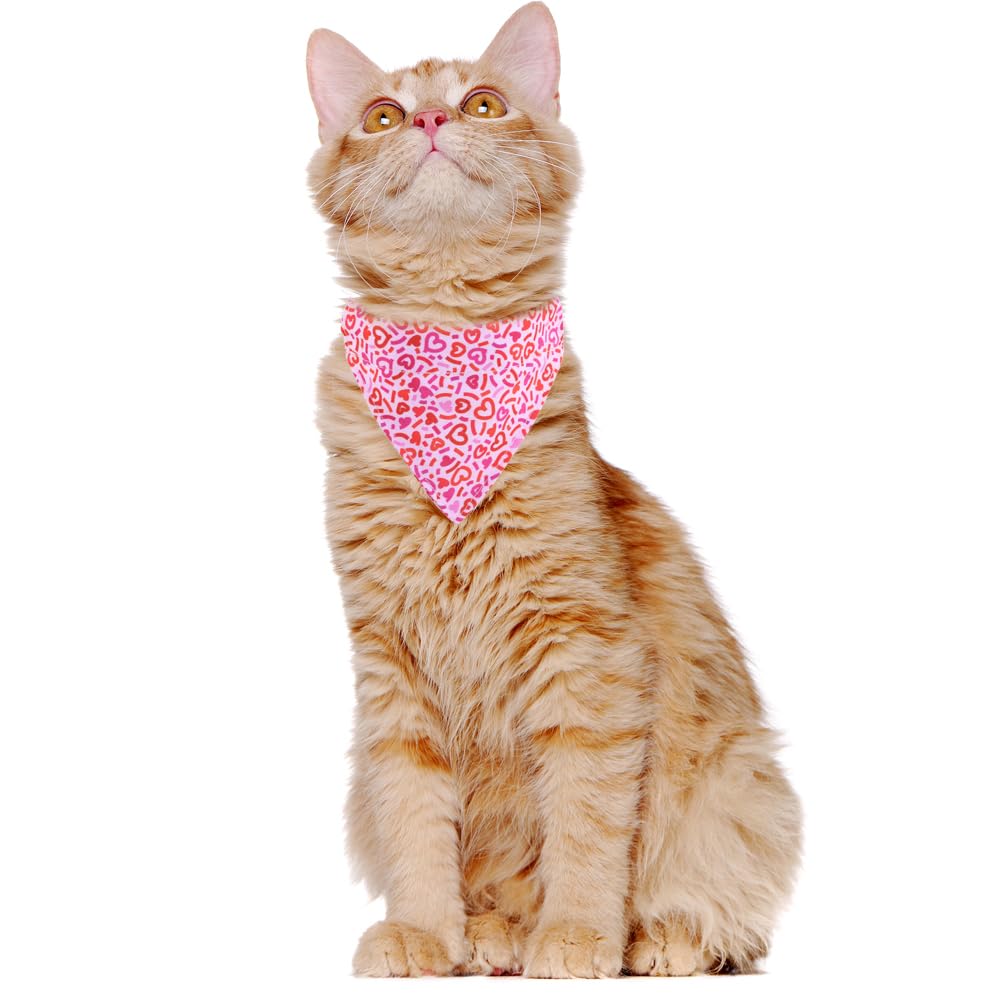 Valentine'S Day Cat Collar Breakaway With Bow Tie Bandana And Bell Holiday For Kitty Adjustable Safety Love Heart