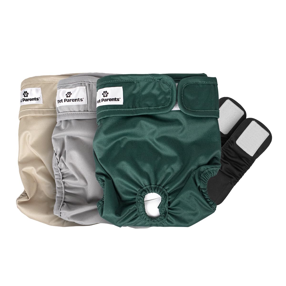 Pet Parents Washable Dog Diapers (3Pack) + Extendrs Of Durable Doggie Diapers, Premium Dog Diapers Female (X-Large, Spruce)
